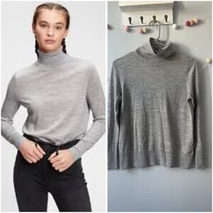 Gap Merino Slim Fit Turtleneck Long Sleeve Gray Sweater